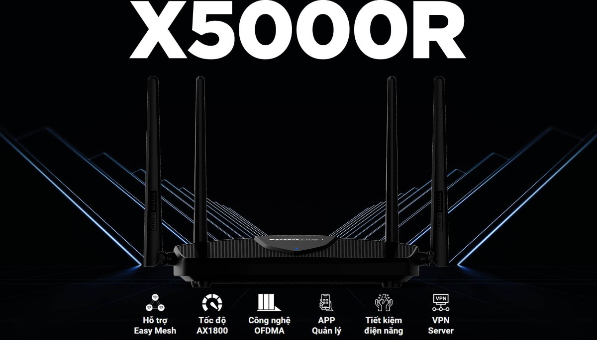 Bộ phát wifi 6 Totolink X5000R Chuẩn AX1800