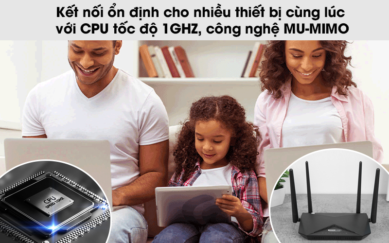 Router Wifi Chuẩn AC1200 Băng Tần Kép Totolink A3002RU V2 Đen - Đáp ứng nhu cầu dùng wifi