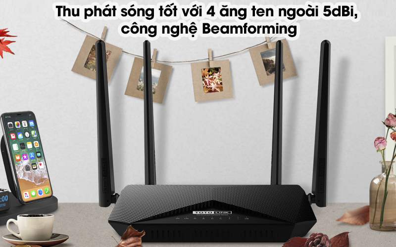 Router Wifi Chuẩn AC1200 Băng Tần Kép Totolink A3002RU V2 Đen - Hỗ trợ thu phát sóng mạnh mẽ